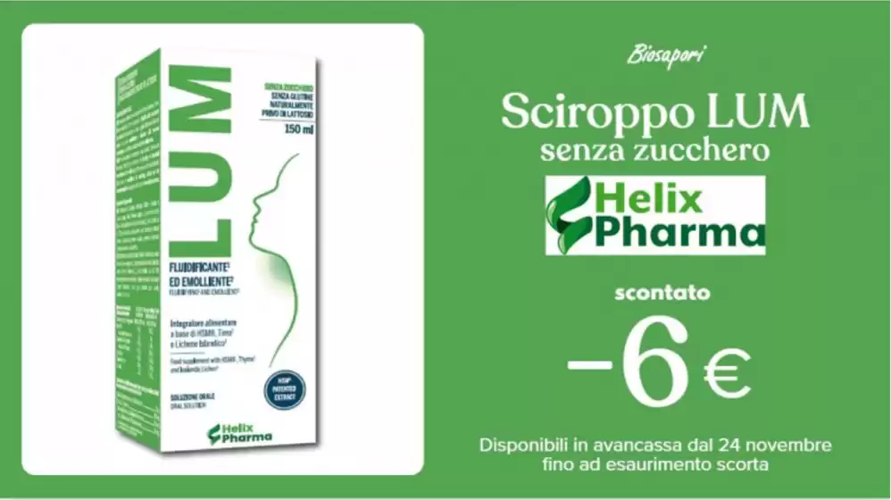 Volantino Biosapori a Belmonte Mezzagno | AVANCASSA SCIROPPO LUM - senza zucchero | 2025-11-24T00:00:00.000Z - 2025-11-30T00:00:00.000Z
