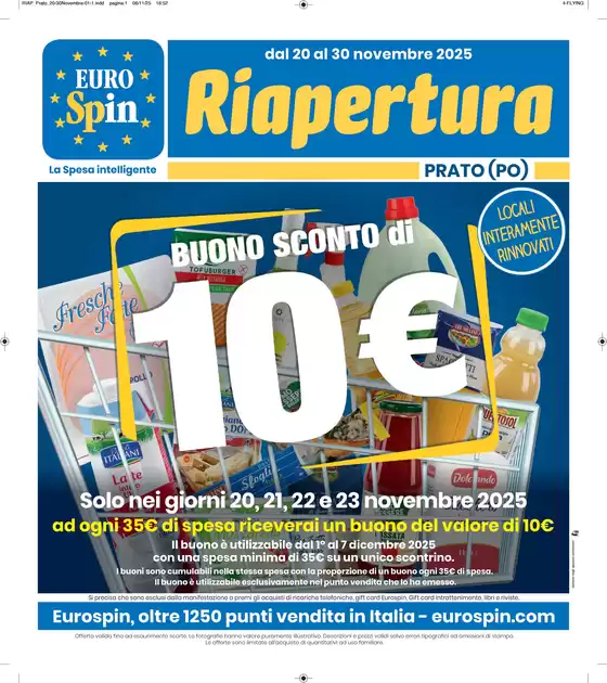 Volantino Eurospin a Novi Ligure | Riapertura Prato | 2025-11-20T00:00:00.000Z - 2025-11-30T00:00:00.000Z