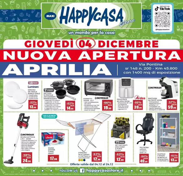Volantino Happy Casa Store a Cerva | Nuova apertura Aprilia | 2025-12-04T00:00:00.000Z - 2026-01-06T00:00:00.000Z