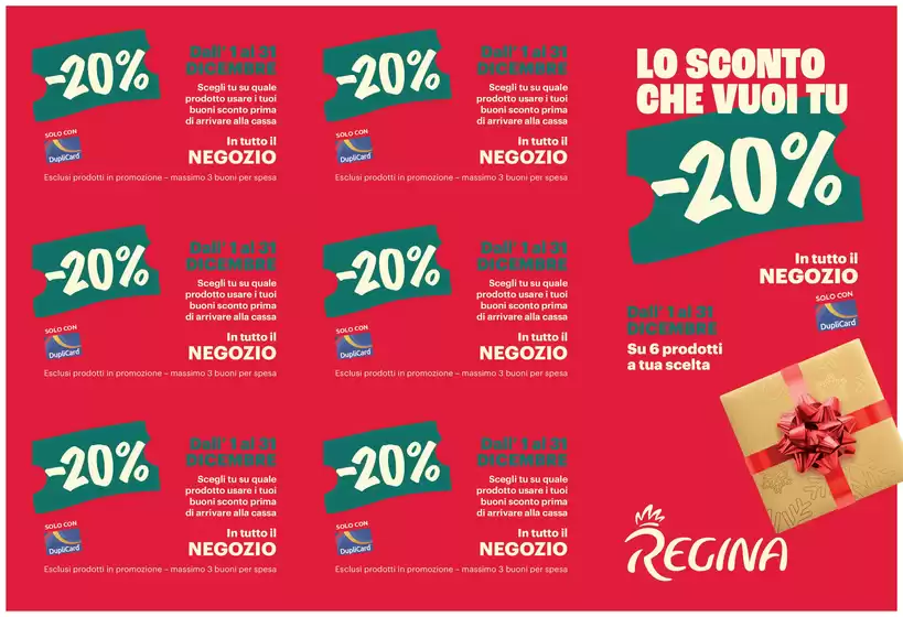 Volantino Regina Grandi Magazzini | Lo sconto che vuoi tu -20% | 2025-12-01T00:00:00.000Z - 2025-12-31T00:00:00.000Z