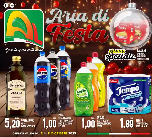 Volantino Al Discount a Fiumicino | Aria di feste | 2025-12-02T00:00:00.000Z - 2025-12-11T00:00:00.000Z