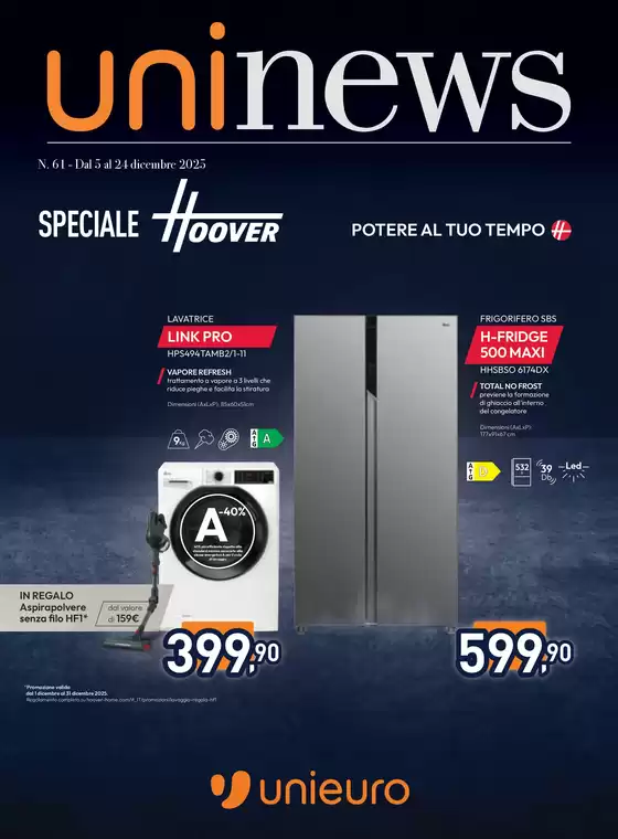 Volantino Unieuro a Affi | Speciale Hoover & Candy da Unieuro! | 2025-12-05T00:00:00.000Z - 2025-12-24T00:00:00.000Z