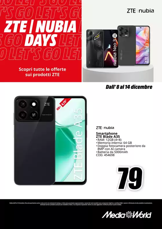 Volantino MediaWorld a Guspini | ZTE nubia days | 2025-12-08T00:00:00.000Z - 2025-12-14T00:00:00.000Z