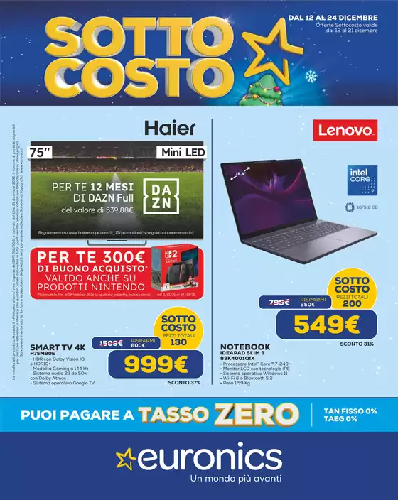 Volantino Euronics a Aquino | Sottocosto | 2025-12-12T00:00:00.000Z - 2025-12-21T00:00:00.000Z