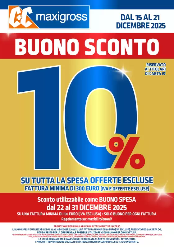 Volantino C+C a Palermo | Buono sconto 10% | 2025-12-15T00:00:00.000Z - 2025-12-21T00:00:00.000Z