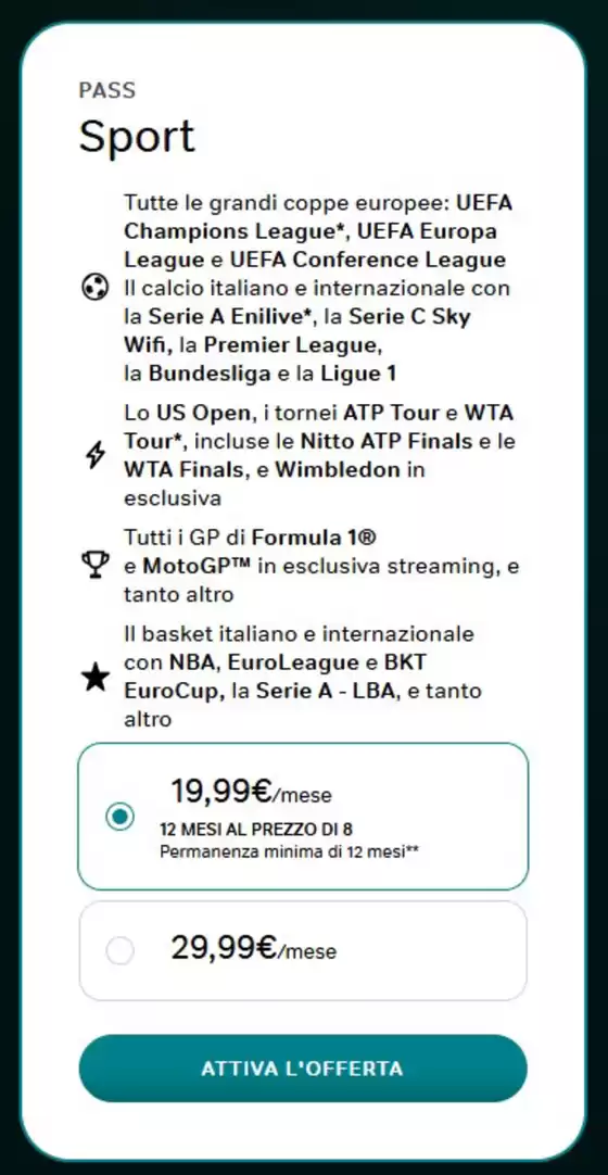 Volantino Now TV a Trino | Tutto lo sport di NOW | 2025-12-16T00:00:00.000Z - 2025-12-31T00:00:00.000Z