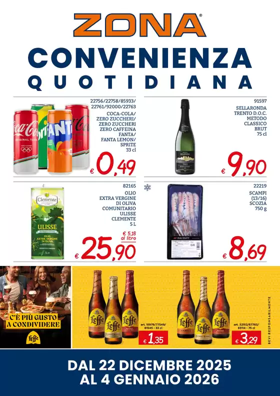 Volantino ZONA a Arquata del Tronto | Convenienza quotidiana! | 2025-12-22T00:00:00.000Z - 2026-01-04T00:00:00.000Z