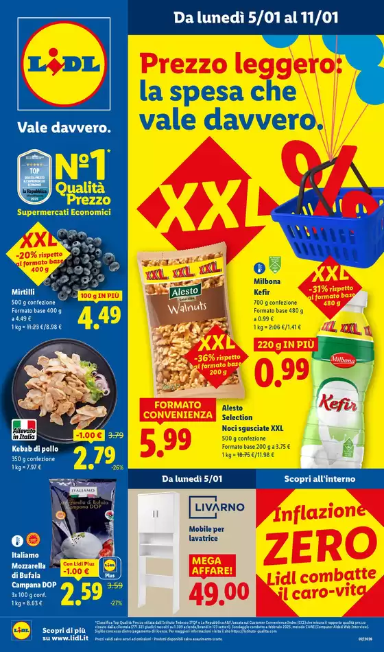 Volantino Lidl a Mortara | Prezzo leggero: la spesa che vale davvero. | 2026-01-05T00:00:00.000Z - 2026-01-11T00:00:00.000Z