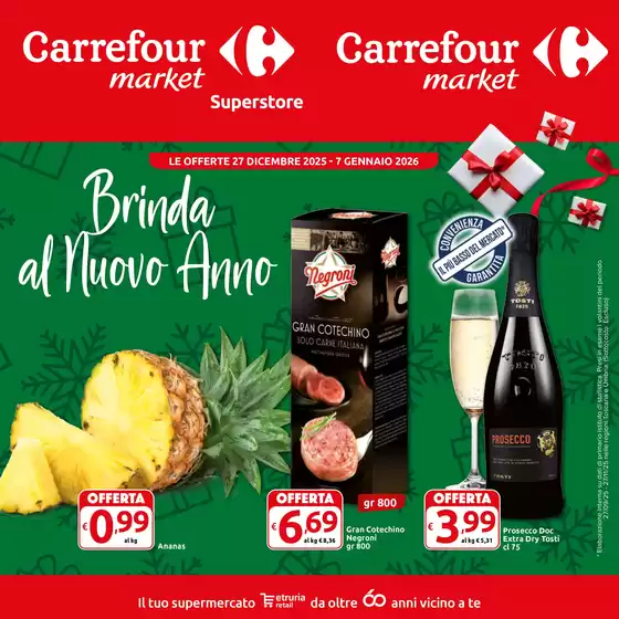 Volantino Carrefour Market Superstore | Brinda al Nuovo Anno | 2025-12-27T00:00:00.000Z - 2026-01-07T00:00:00.000Z
