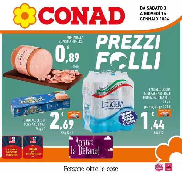 Volantino Conad | Prezzi folli | 2026-01-03T00:00:00.000Z - 2026-01-15T00:00:00.000Z