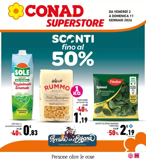Volantino Conad Superstore | Sconti fino al 50% | 2026-01-02T00:00:00.000Z - 2026-01-11T00:00:00.000Z