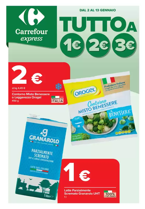 Volantino Carrefour Express | Tutto a 1€ 2€ 3€ | 2026-01-02T00:00:00.000Z - 2026-01-13T00:00:00.000Z