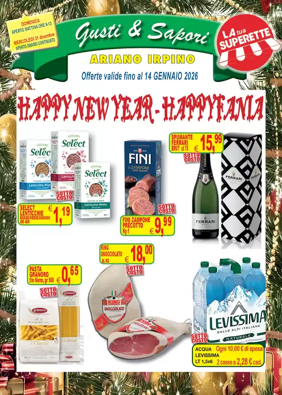 Volantino Gusti e Sapori Supermercato | Happy new year - Happyfania | 2025-12-31T00:00:00.000Z - 2026-01-14T00:00:00.000Z