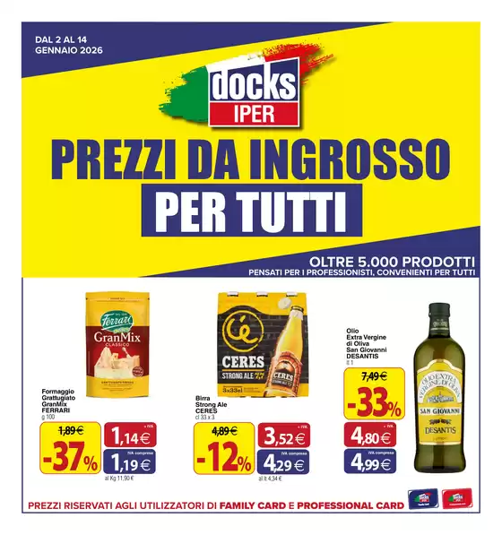 Volantino Docks Iper a Sirmione | Prezzi da ingrosso per tutti | 2026-01-02T00:00:00.000Z - 2026-01-14T00:00:00.000Z