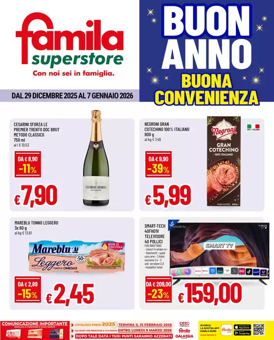 Volantino Famila Superstore a Esine | Buone anno | 2026-01-02T00:00:00.000Z - 2026-01-07T00:00:00.000Z