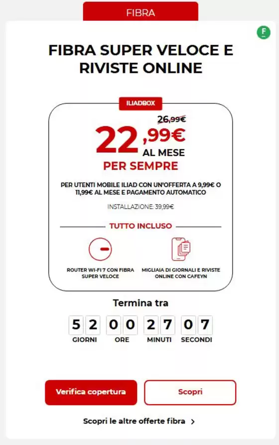 Volantino Iliad | Fibra super veloce e riviste online | 2026-01-05T00:00:00.000Z - 2026-02-23T00:00:00.000Z