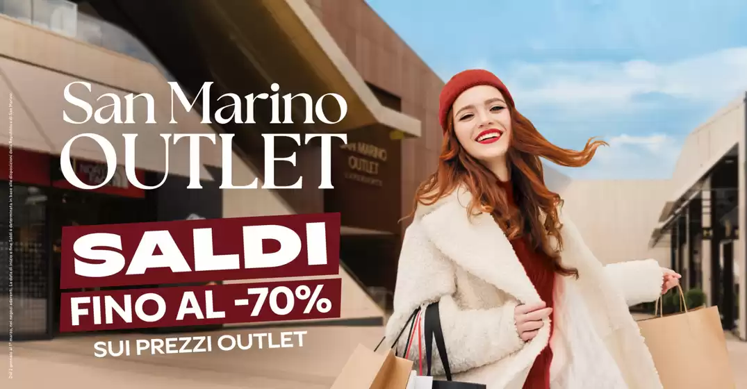 Volantino San Marino Outlet Experience a Parma | Fino al -70% | 2026-01-05T00:00:00.000Z - 2026-03-01T00:00:00.000Z
