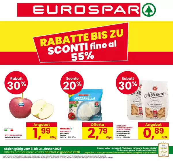 Volantino Eurospar a Firenze | Sconti fino al 50% | 2026-01-08T00:00:00.000Z - 2026-01-21T00:00:00.000Z