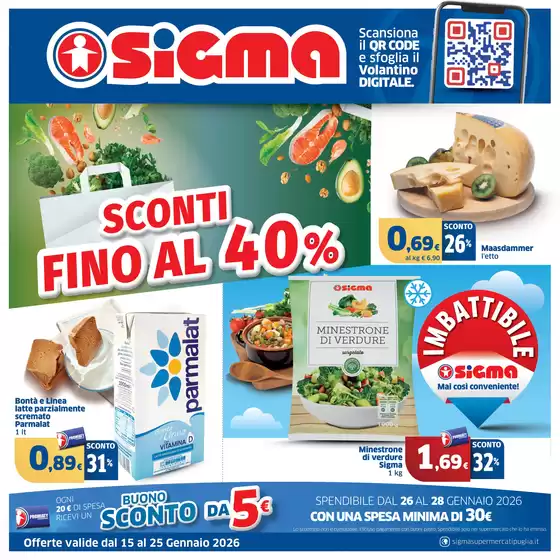 Volantino Sigma a Portoscuso | Sconti fino al 40% | 2026-01-15T00:00:00.000Z - 2026-01-25T00:00:00.000Z