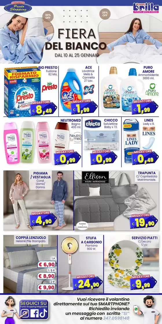 Volantino Punto Shopping Megastore a Soliera | Fiera del bianco | 2026-01-10T00:00:00.000Z - 2026-01-25T00:00:00.000Z