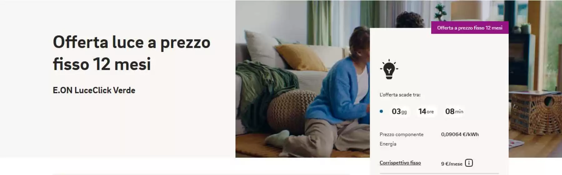 Volantino E.ON Energia a Arcinazzo Romano | Offerta luce a prezzo fisso 12 mesi | 2026-01-12T00:00:00.000Z - 2026-06-30T00:00:00.000Z