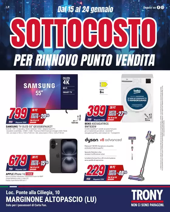 Volantino Trony a Pattada | SOTTOCOSTO Trony Altopascio! | 2026-01-15T00:00:00.000Z - 2026-01-24T00:00:00.000Z