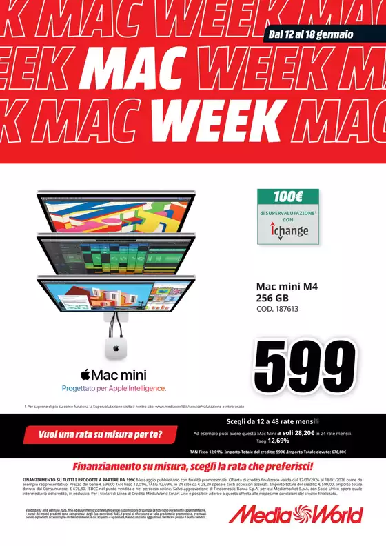 Volantino MediaWorld a Celano | Mac week | 2026-01-12T00:00:00.000Z - 2026-01-18T00:00:00.000Z