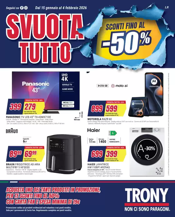 Volantino Trony a Muccia | SVUOTA TUTTO da Trony Desenzano del Garda! | 2026-01-15T00:00:00.000Z - 2026-02-04T00:00:00.000Z