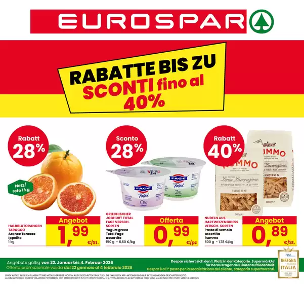 Volantino Eurospar a Monza | Sconti fino al 40% | 2026-01-22T00:00:00.000Z - 2026-02-04T00:00:00.000Z