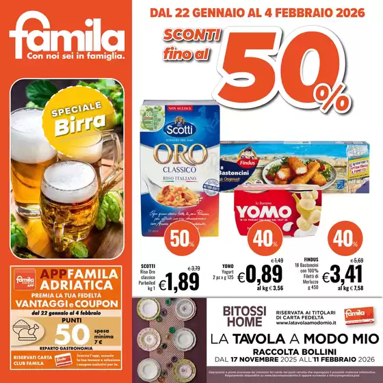 Volantino Famila | SCONTI FINO AL 50% | 2026-01-22T00:00:00.000Z - 2026-02-04T00:00:00.000Z