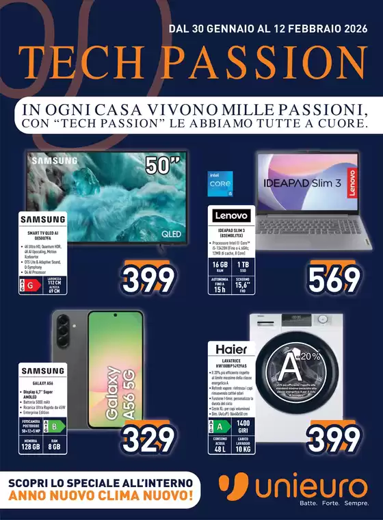 Volantino Unieuro a Curno | Tech Passion da Unieuro! | 2026-01-30T00:00:00.000Z - 2026-02-12T00:00:00.000Z