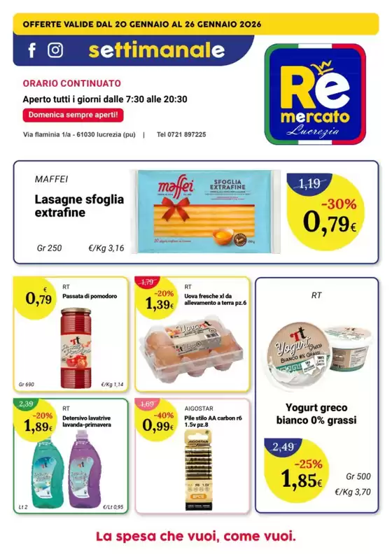 Volantino Re Mercato Lucrezia a Lizzano | Offerte valide dal 20 gennaio al 26 gennaio | 2026-01-20T00:00:00.000Z - 2026-01-26T00:00:00.000Z