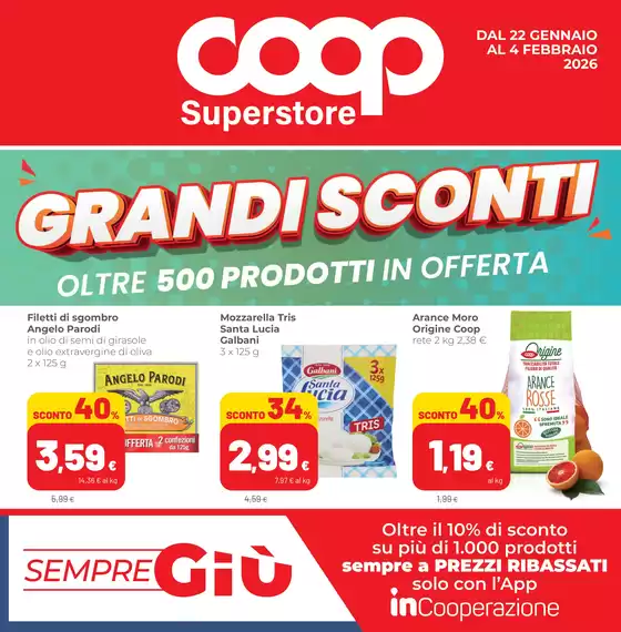 Volantino Superstore Coop | Grandi sconti | 2026-01-22T00:00:00.000Z - 2026-02-04T00:00:00.000Z