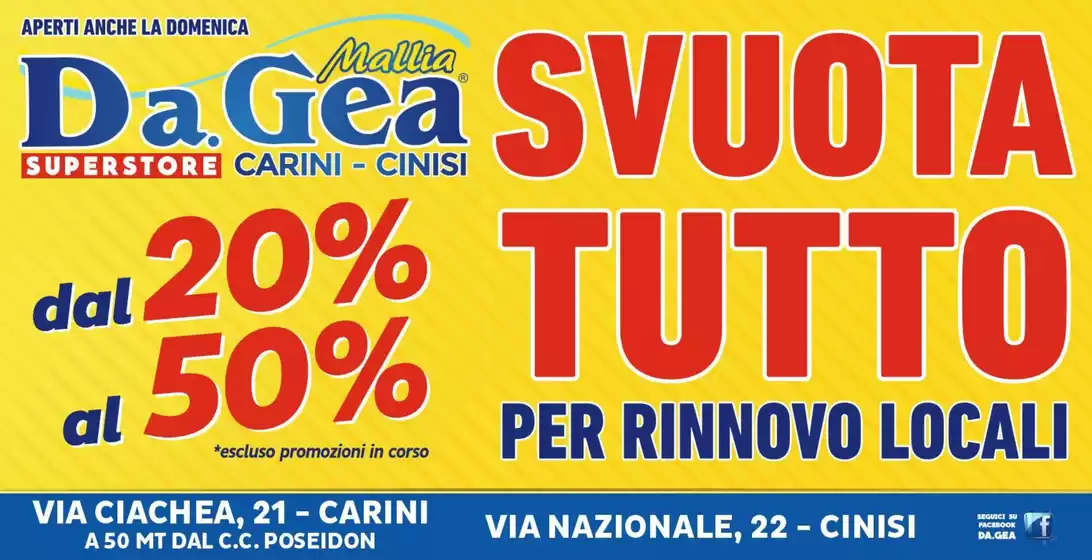 Volantino DA.GEA Superstore a Villa Lagarina | Svuota tutto per rinnovo locali | 2026-01-23T00:00:00.000Z - 2026-01-31T00:00:00.000Z