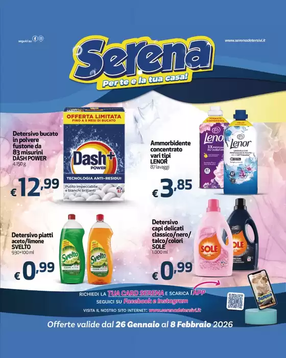 Volantino Serena Detersivi a Villabate | Offerte valide dal 26 gennaio al 8 febbraio | 2026-01-26T00:00:00.000Z - 2026-02-08T00:00:00.000Z