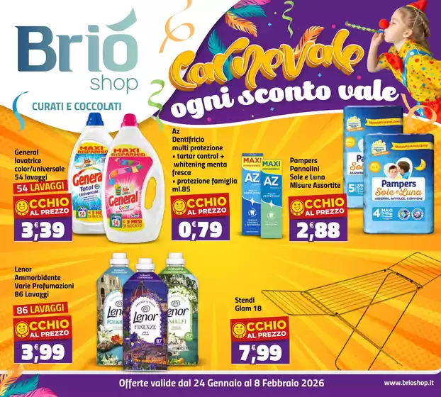 Volantino Briò Shop a Villabate | Carnevale ogni sconto vale | 2026-01-26T00:00:00.000Z - 2026-02-08T00:00:00.000Z