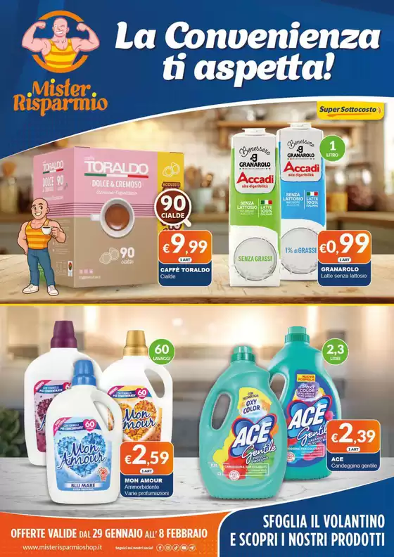 Volantino Mister Risparmio a San Lazzaro di Savena | La Convenienza ti aspetta! | 2026-01-29T00:00:00.000Z - 2026-02-08T00:00:00.000Z