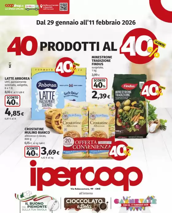 Volantino Ipercoop a Cusano Milanino | 40 Prodotti al 40% | 2026-01-29T00:00:00.000Z - 2026-02-11T00:00:00.000Z