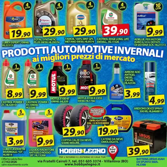 Volantino Hobby & Legno | Prodotti automotive invernali | 2026-01-29T00:00:00.000Z - 2026-02-07T00:00:00.000Z