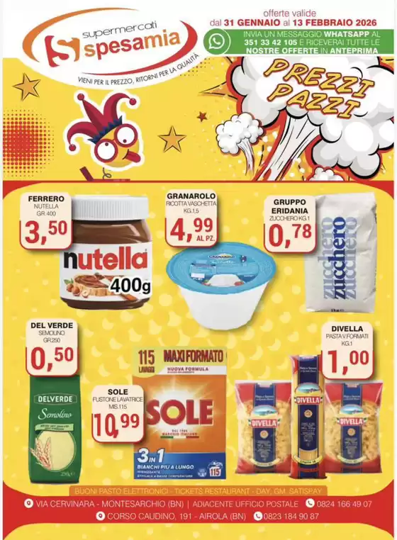 Volantino Supermercati Spesa Mia | Prezzi pazzi | 2026-01-31T00:00:00.000Z - 2026-02-13T00:00:00.000Z