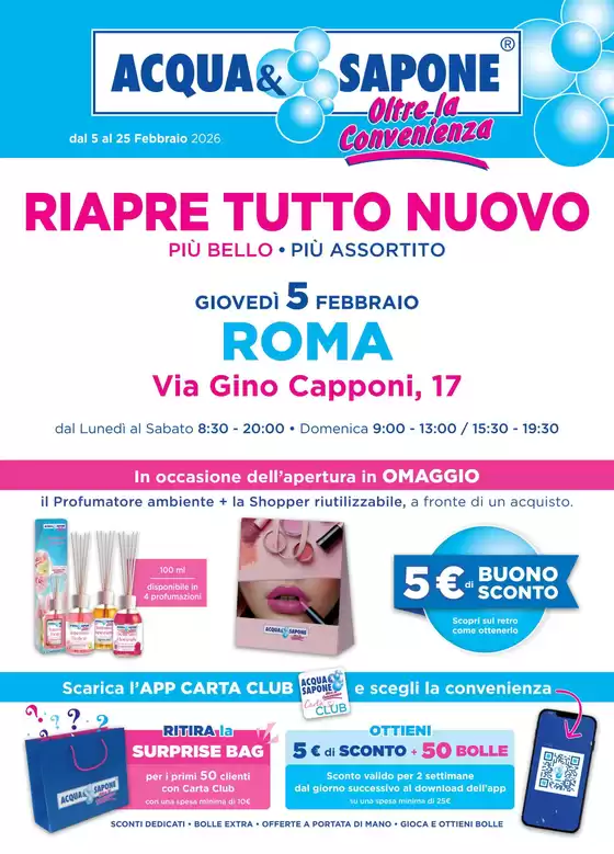 Volantino Acqua & Sapone a Piantedo | Riapre tutto nuovo | 2026-02-05T00:00:00.000Z - 2026-02-25T00:00:00.000Z
