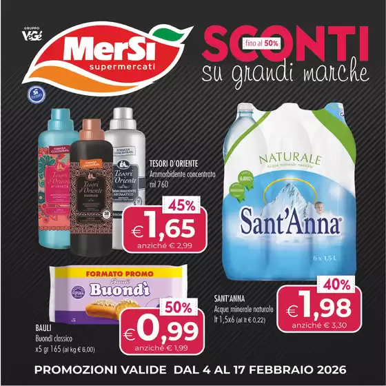 Volantino Mersì a Alessandria | Sconti su grandi marche | 2026-02-04T00:00:00.000Z - 2026-02-17T00:00:00.000Z