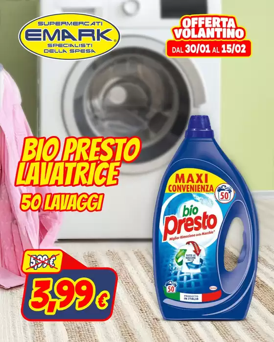 Volantino Supermercati Emark a Roma | Bio presto lavatrice | 2026-02-03T00:00:00.000Z - 2026-02-03T00:00:00.000Z