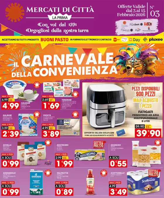 Volantino Mercati di Città a Cicciano | Il carnevale della convenienza | 2026-02-03T00:00:00.000Z - 2026-02-15T00:00:00.000Z