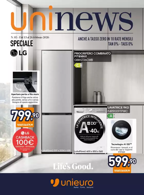 Volantino Unieuro a Sesto Fiorentino | Speciale LG da Unieuro! | 2026-02-13T00:00:00.000Z - 2026-02-26T00:00:00.000Z