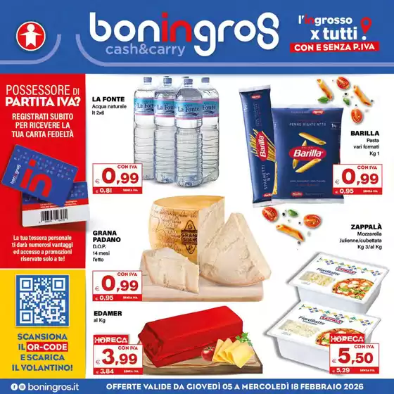 Volantino Boningros Cash and Carry a Torre Pellice | OFFERTE VALIDE DA GIOVEDÌ 05 A MERCOLEDÌ 18 FEBBRAIO 2026 | 2026-02-05T00:00:00.000Z - 2026-02-18T00:00:00.000Z