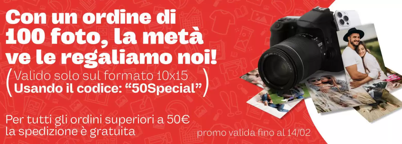 Volantino Foto Digital Discount a Carmagnola | Con un ordine di 100 foto, la meta ve le regaliamo noi! | 2026-02-05T00:00:00.000Z - 2026-02-14T00:00:00.000Z