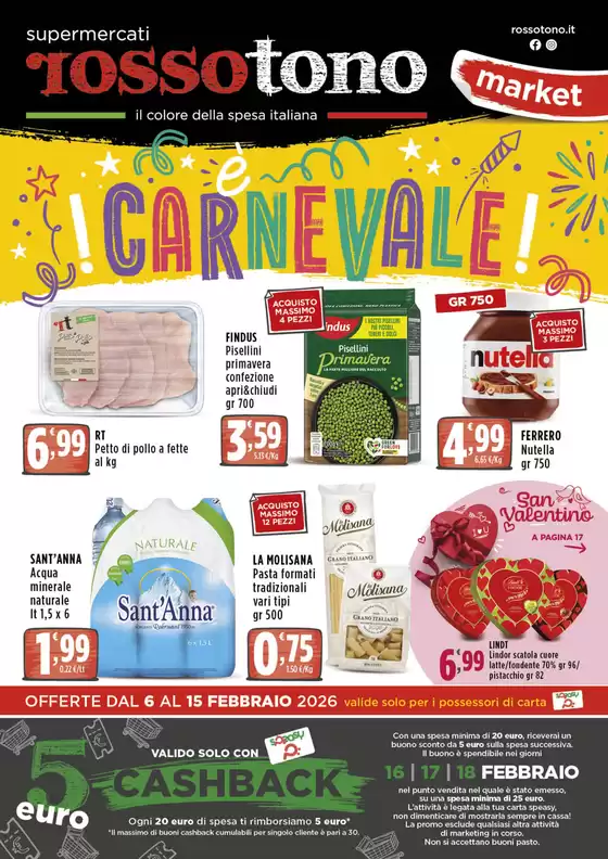 Volantino Supermercati Rossotono Market a Arzano | Carnevale! | 2026-02-06T00:00:00.000Z - 2026-02-15T00:00:00.000Z