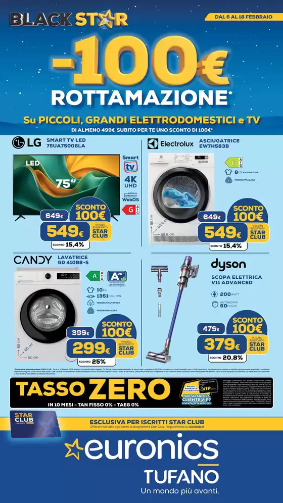 Volantino Euronics a Milano | BLACK STAR -100 ROTTAMAZIONE | 2026-02-09T00:00:00.000Z - 2026-02-18T00:00:00.000Z