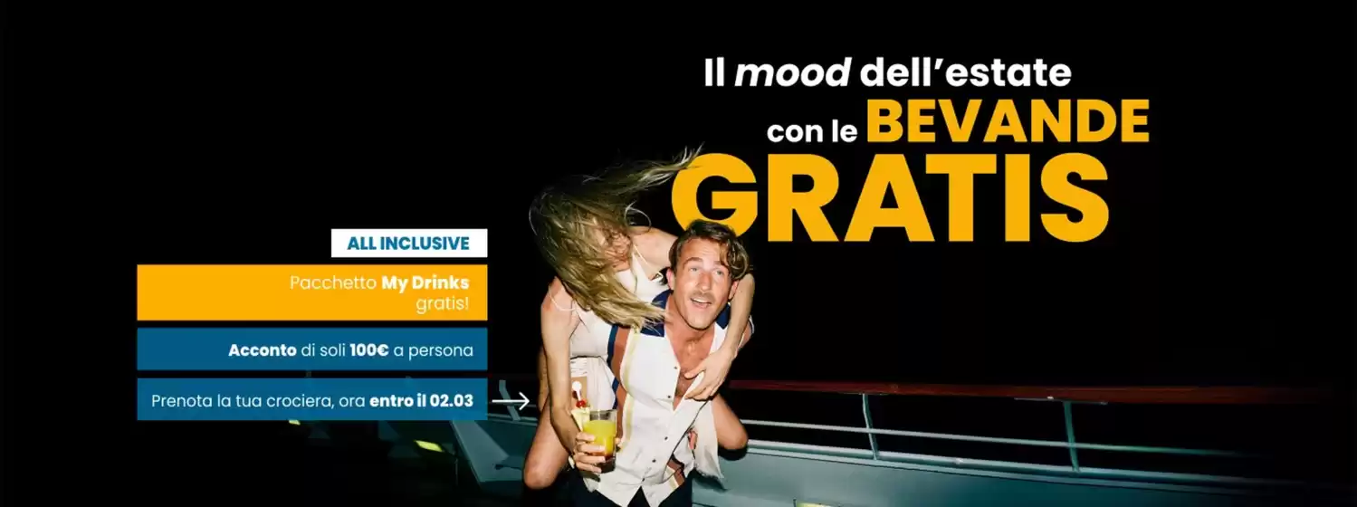 Volantino Costa Crociere a Casazza | Il mood dell'estate con le Bevande Gratis | 2026-02-10T00:00:00.000Z - 2026-03-02T00:00:00.000Z